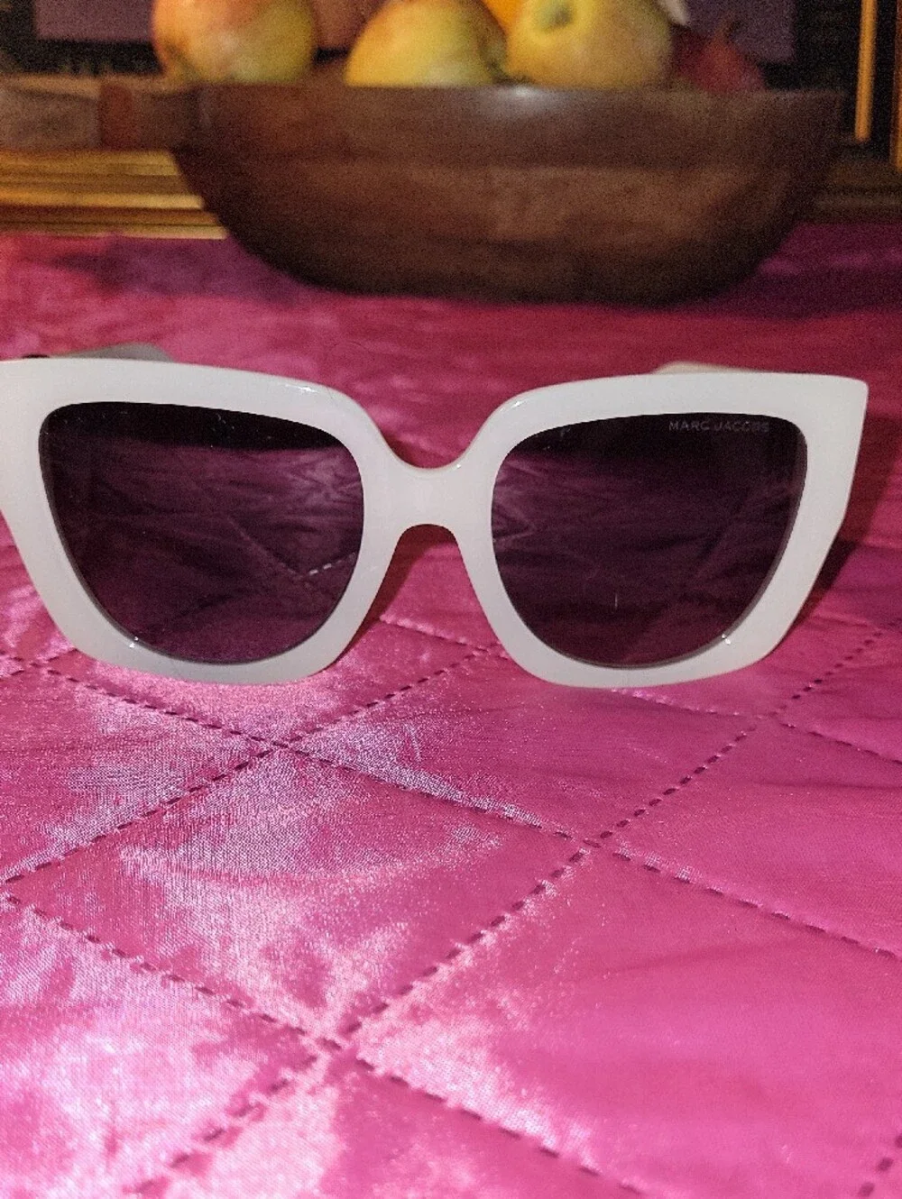 Marc Jacobs Light Gray Square Sunglasses with Black Lenses